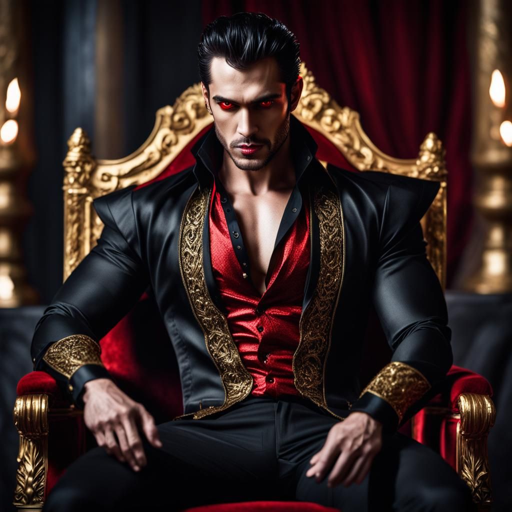 Dominating Vampire King in Throne Room Portrait