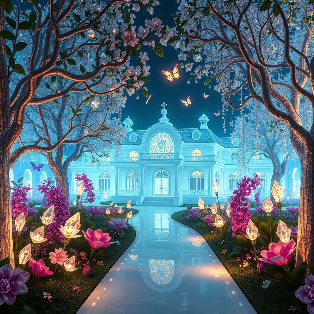 Surreal Diamond Garden with Crystal House