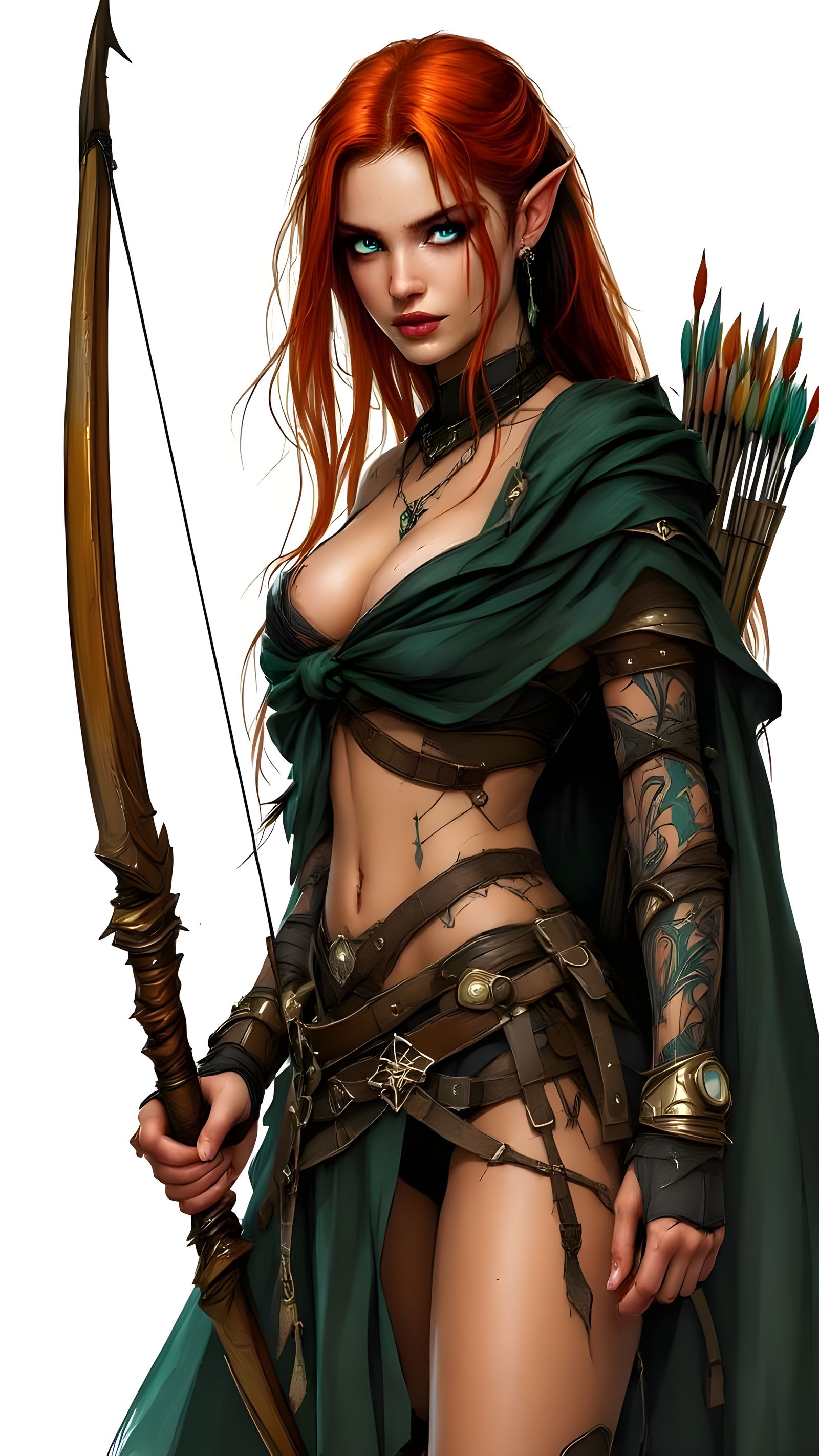 Half-Elf Ranger with Longbow in Vibrant Painting