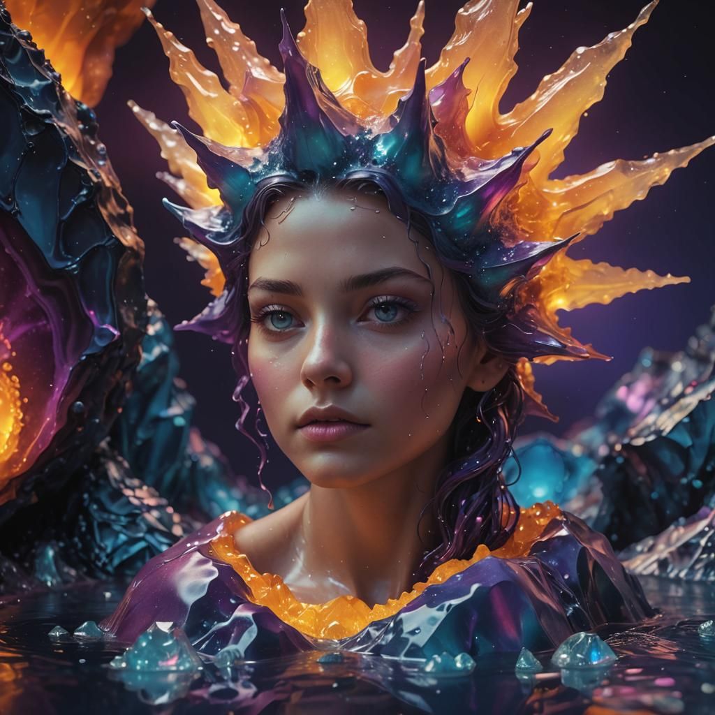 Gemstone Dissolving into Molten Wax: Digital Matte Painting