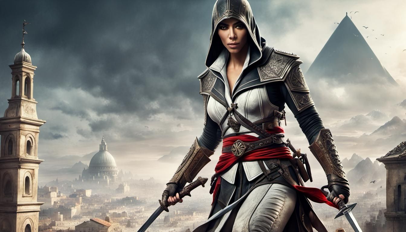 Assassin Holding Sword: Digital Matte Painting