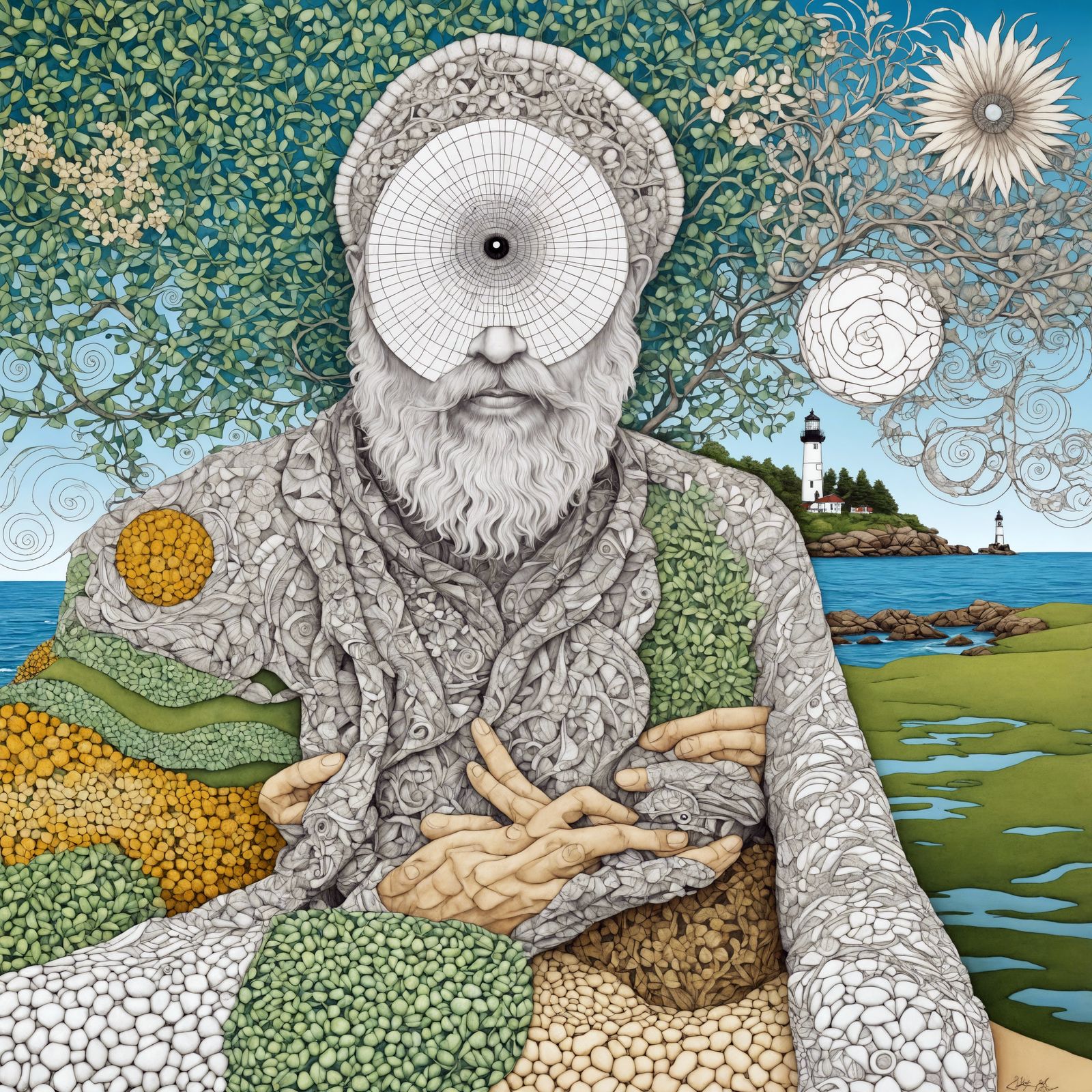 Fractal Portrait: Rivertree, Lighthouse, Quantum Zentangle