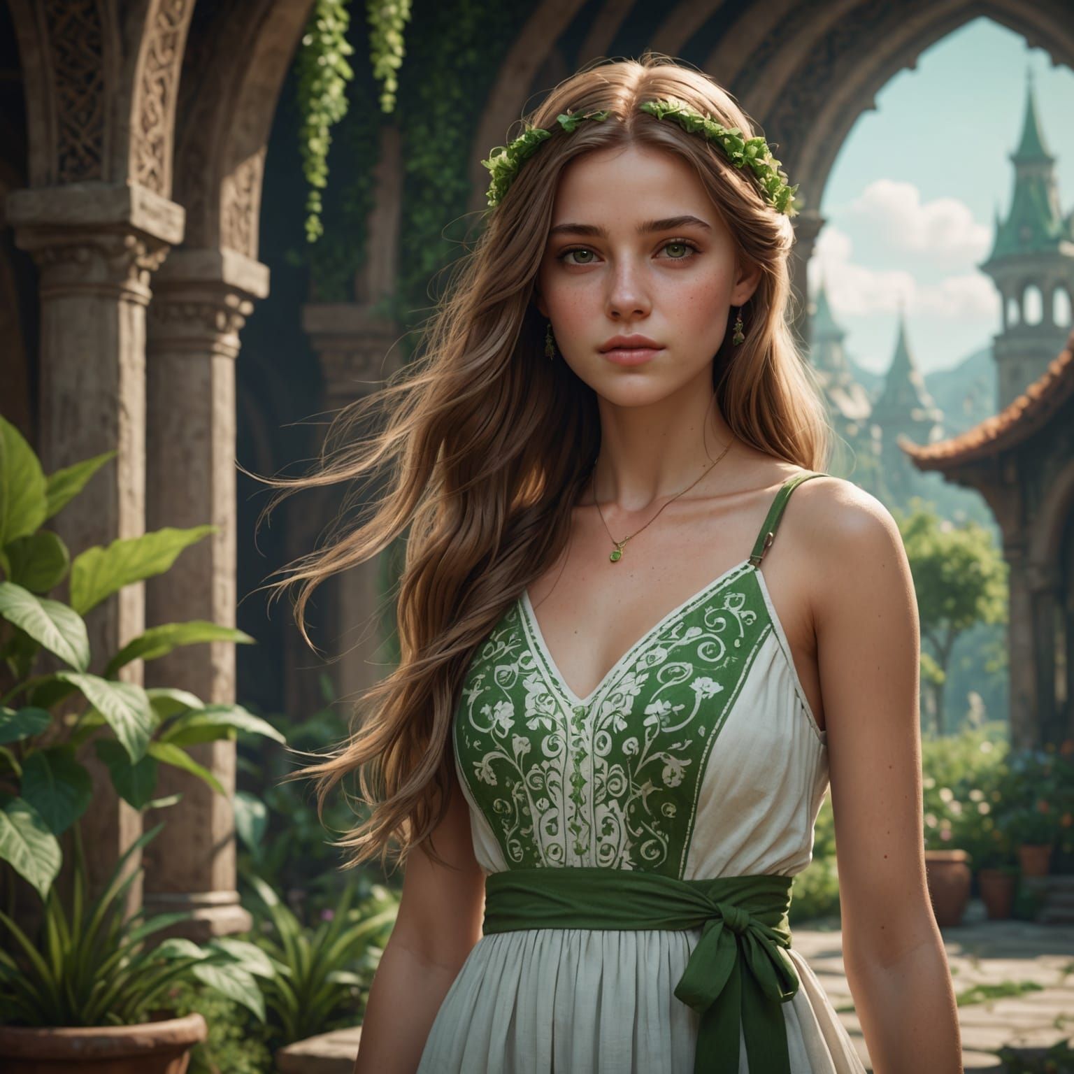 Shy Girl in Sundress: Fantasy Concept Art