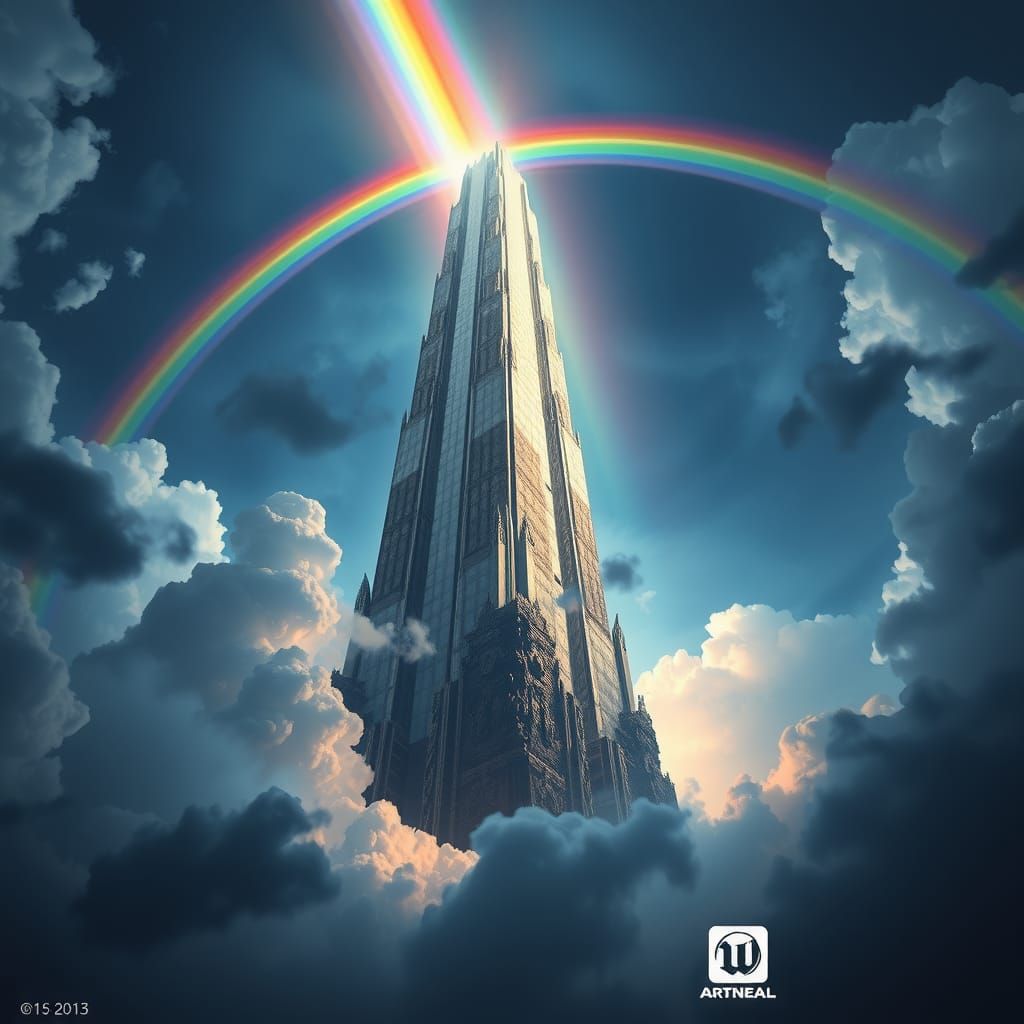 Rainbow Tower Matte Painting in Unreal Engine
