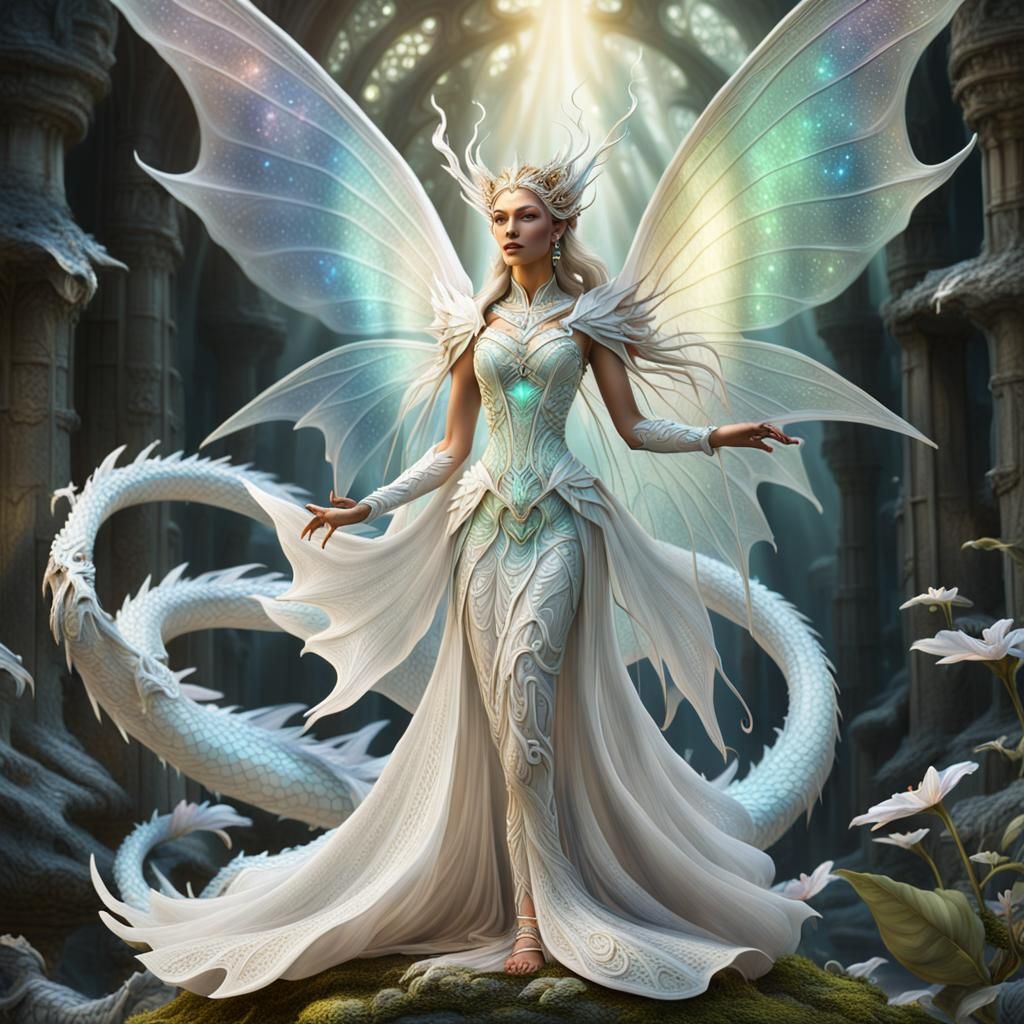 Faerie Queen on Dragon in 3D Niji Art