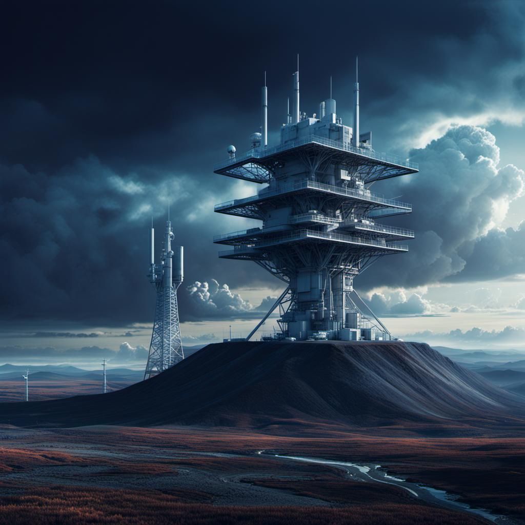 Epic Helios Sky Transmitting Station Digital Painting