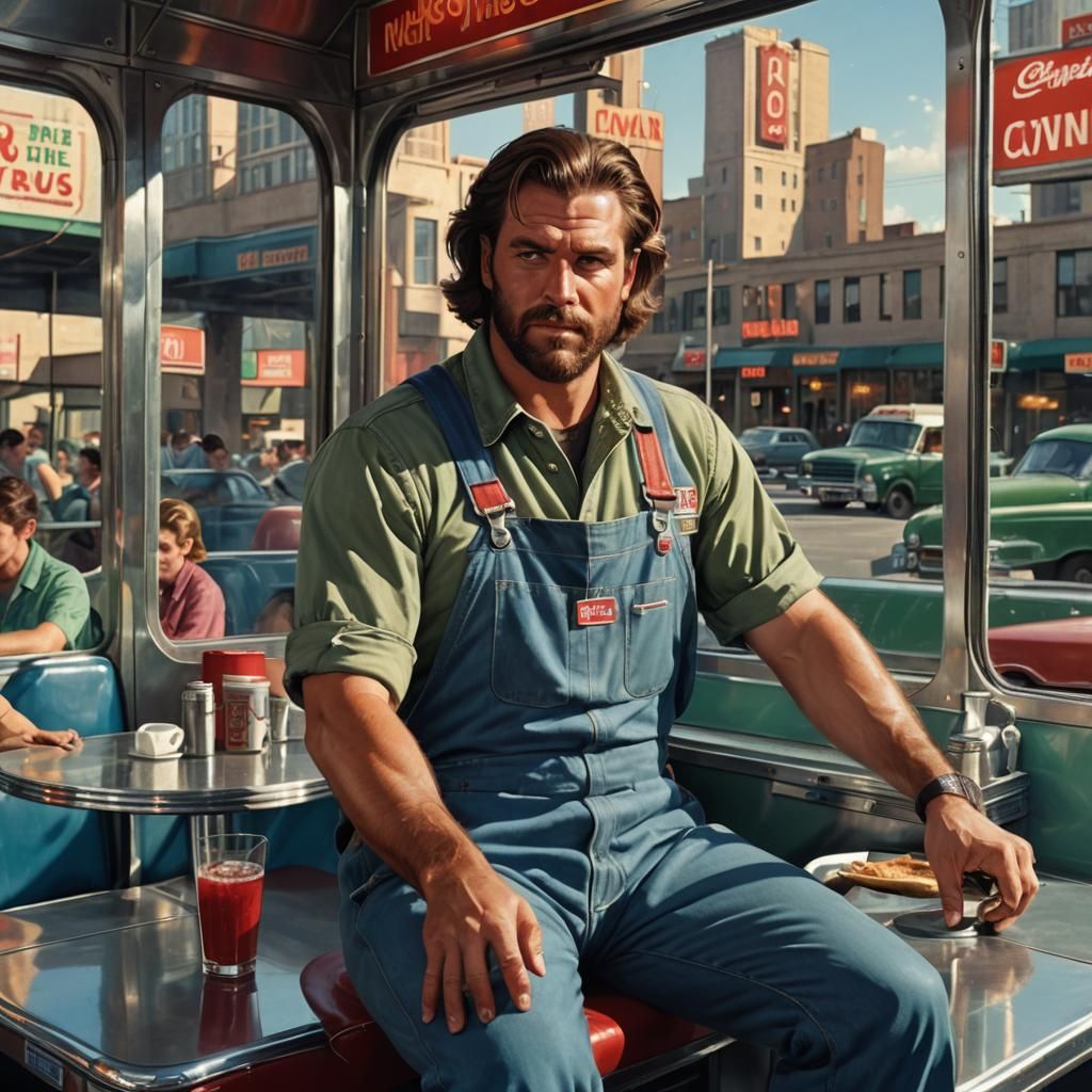Burly Man in Diner: Matte Painting, Unreal Engine