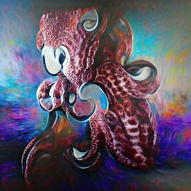 Detailed Octopus Acrylic Painting in 8K Resolution