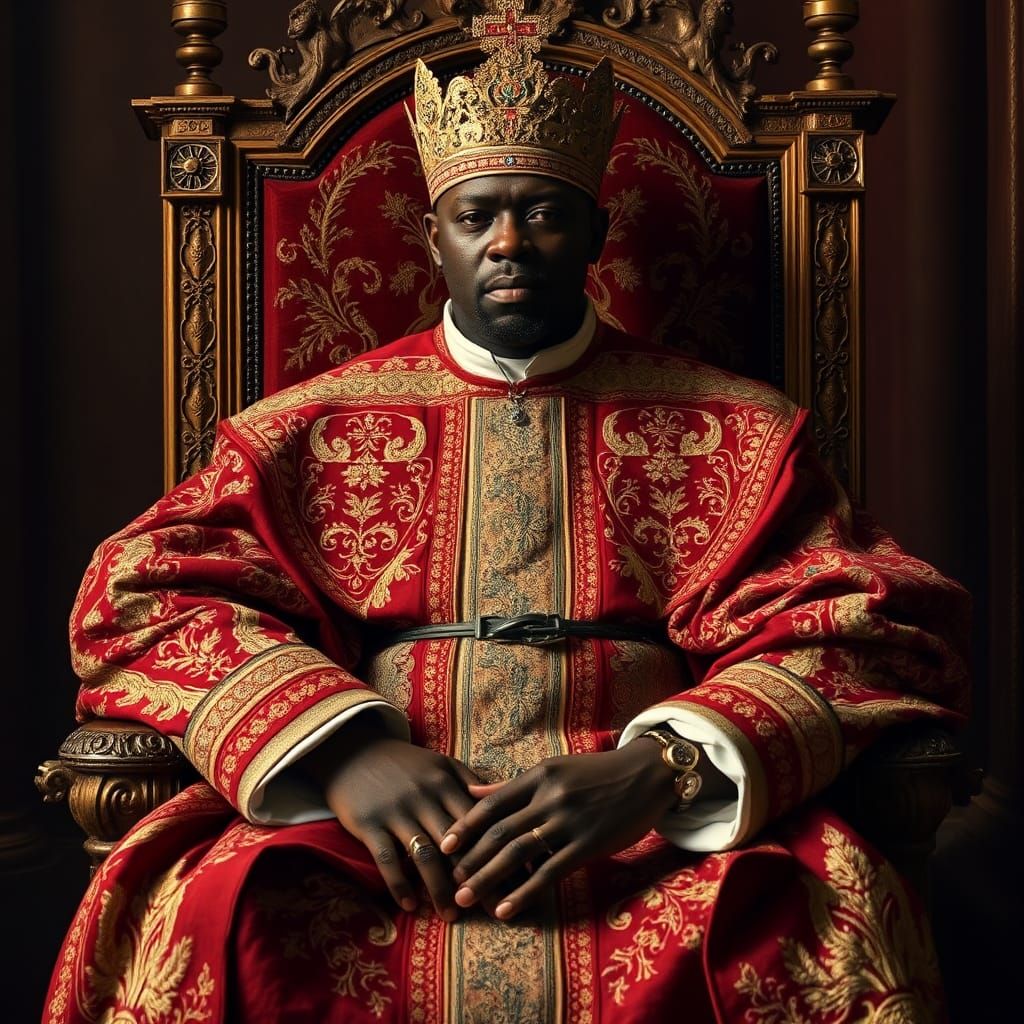 Majestic Figure on Throne in Baroque Style