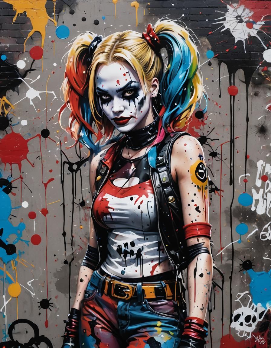 Harley Quinn Graffiti Art in Street Style