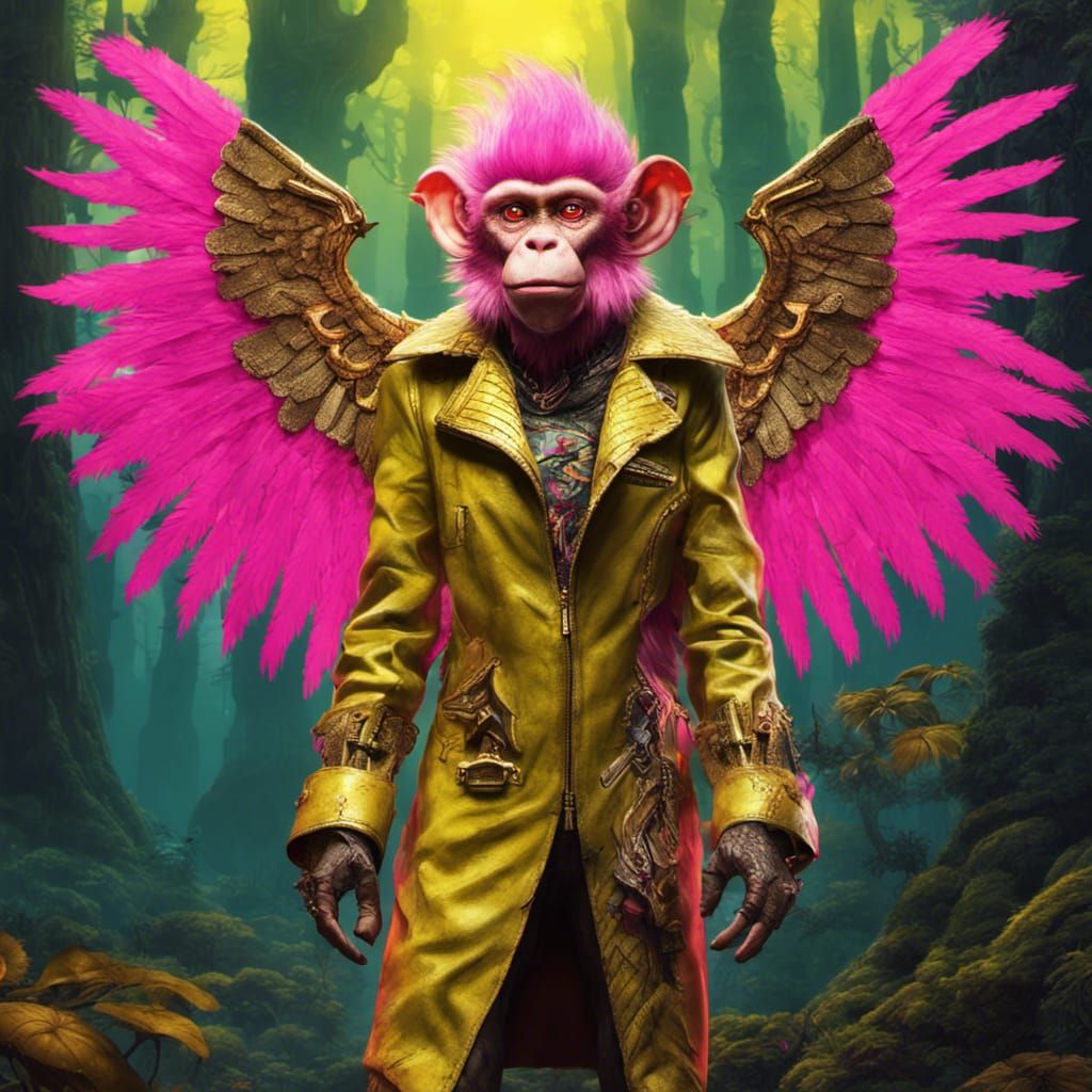 Cyberpunk Winged Monkey in Oz Forest, 8K