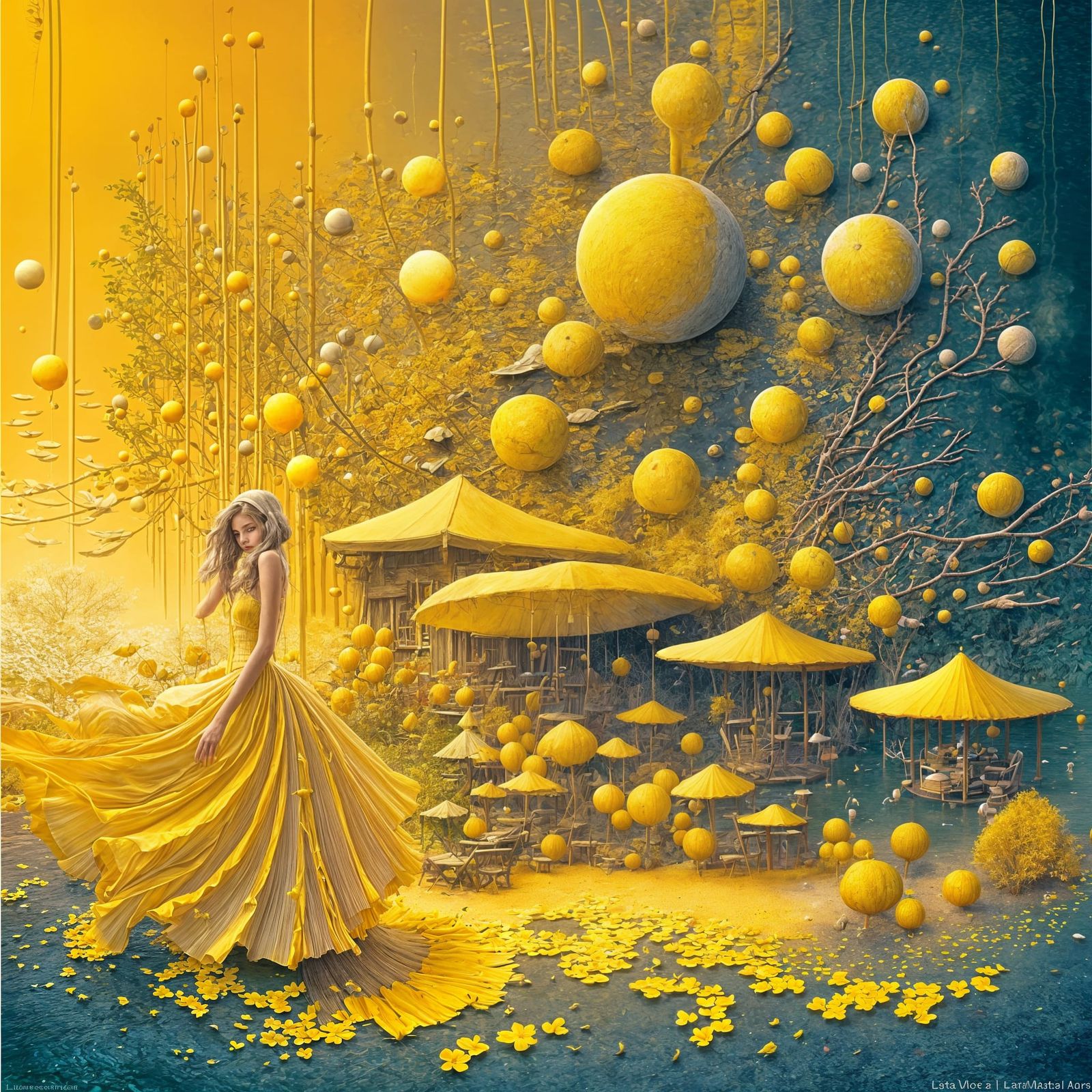 Magical Lakeside Scene in Surreal 3D Art