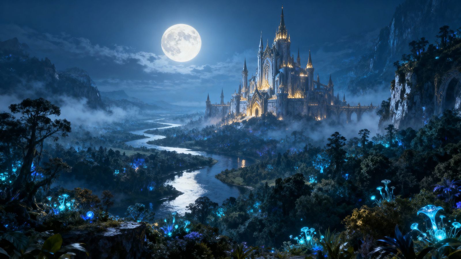 Epic Moonlight Fantasy Digital Matte Painting