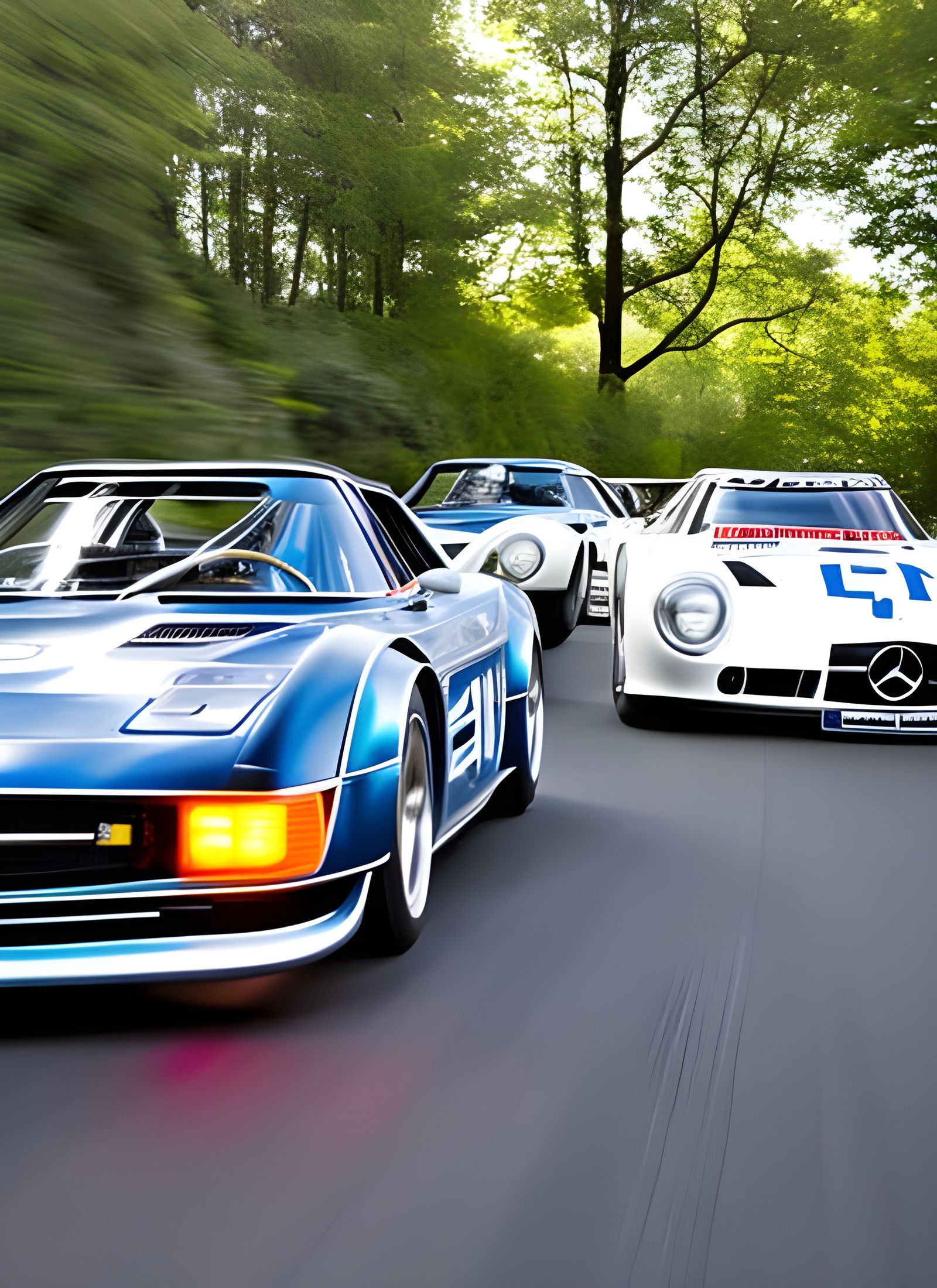 Symmetrical Hyperrealistic Cars in Motion