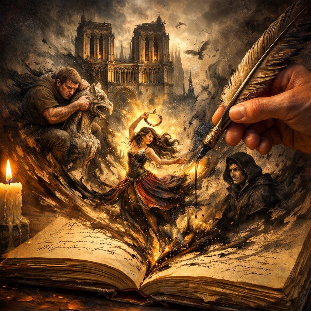 Fantasy Quill Creates Hunchback of Notre Dame Scene