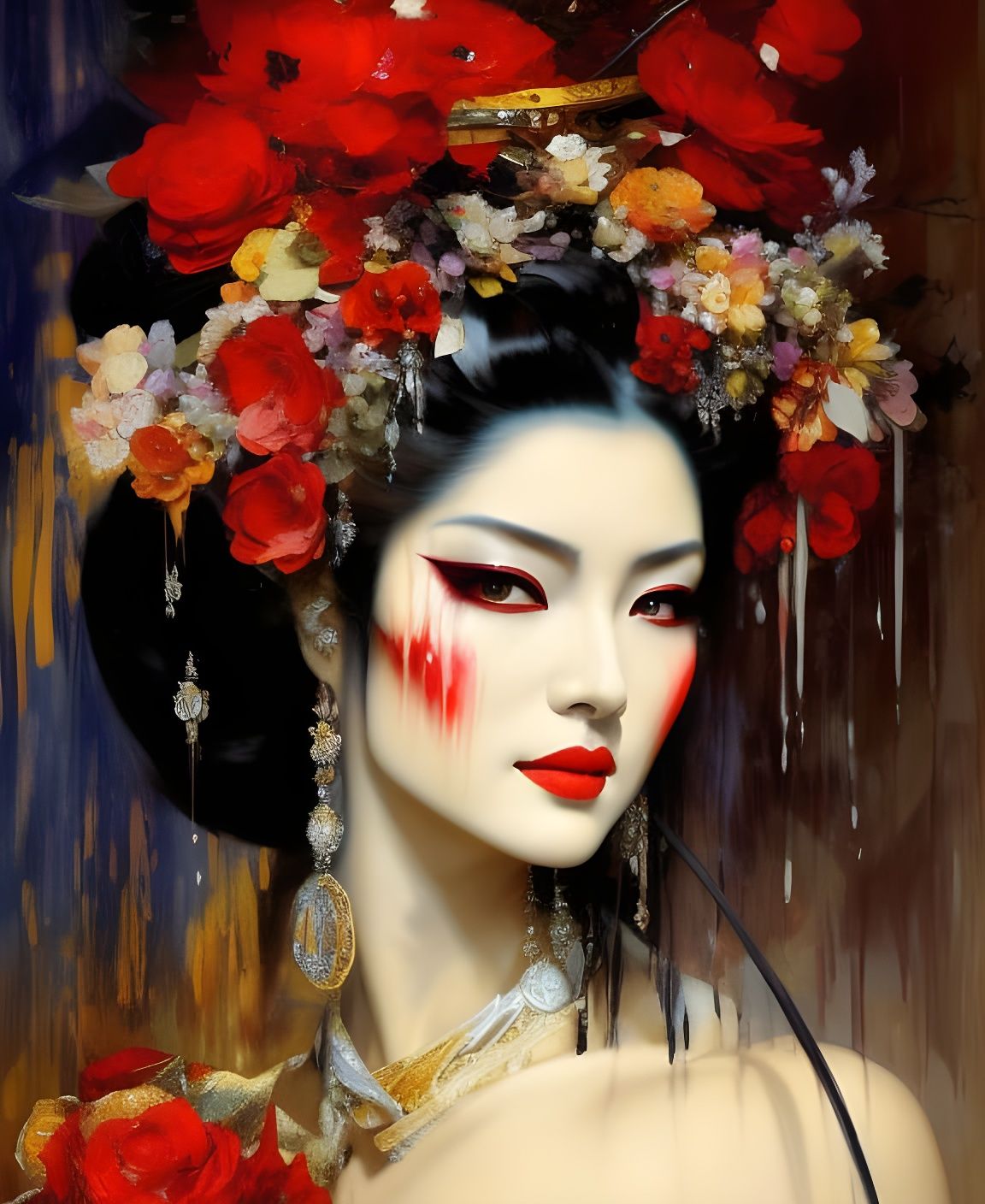 Gothic Geisha Portrait in Fantasycore Style