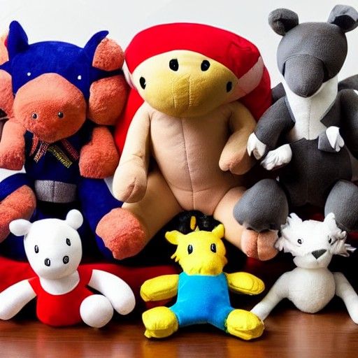 Stuffed animals having a WWE style wrestling match