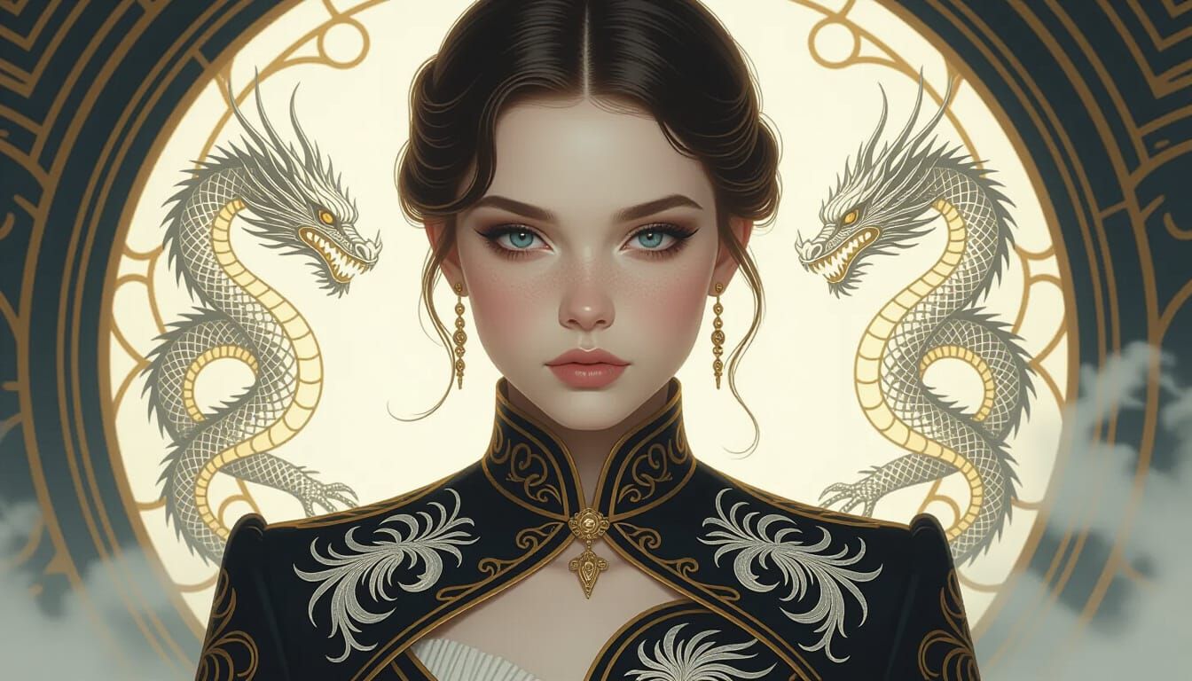 Girl with Heterochromia in Sci-Fi Dragon Armor