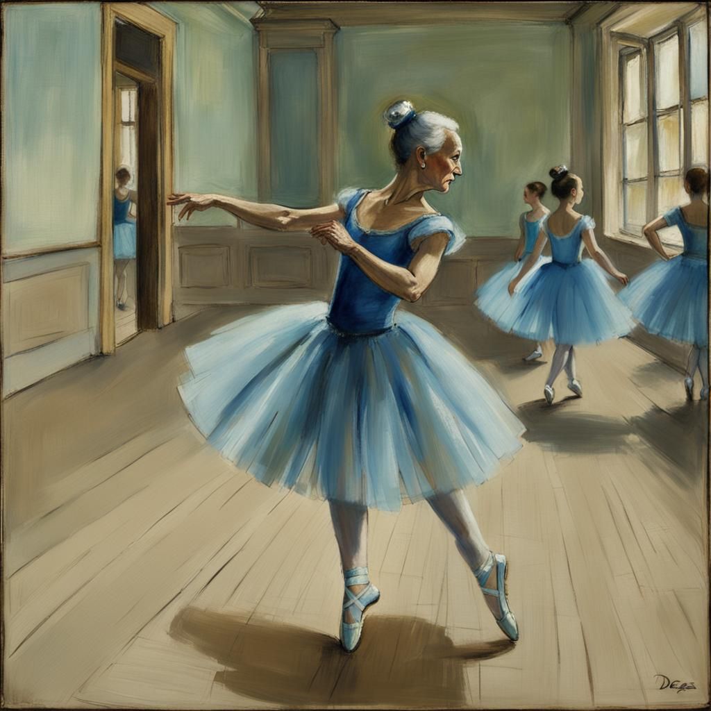 Ballerina Dancing Alone in a Ballroom