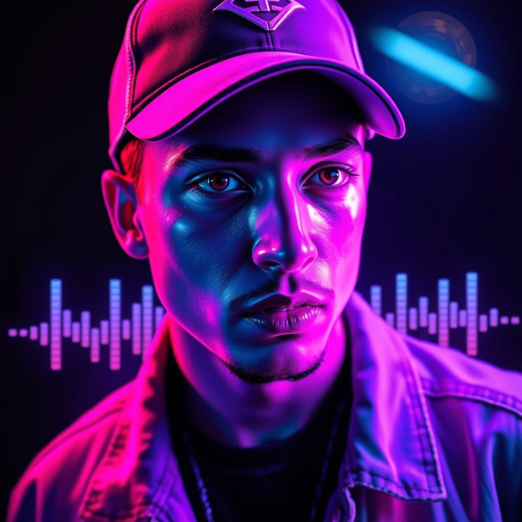 Surreal Neon Portrait in Cyberpunk Style