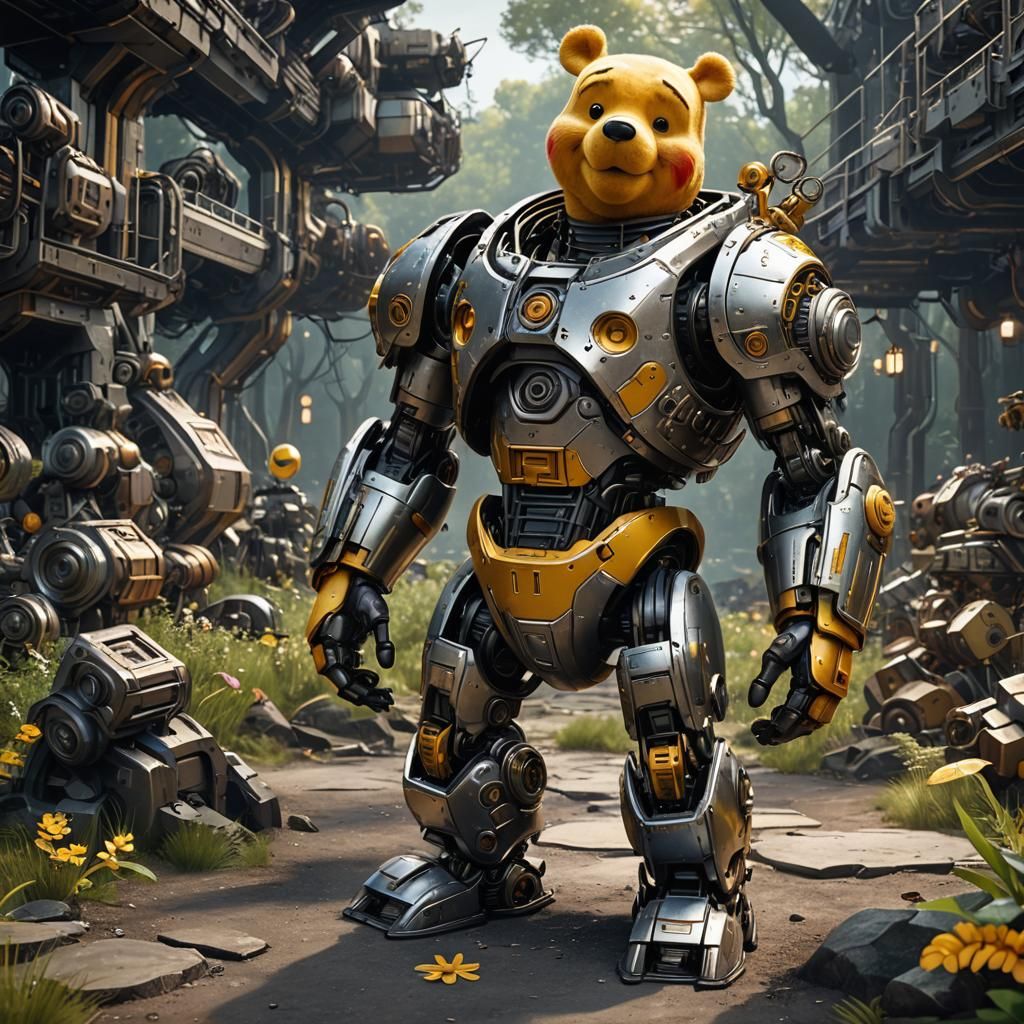 Winnie the Pooh as Sci-Fi Mech in 8K