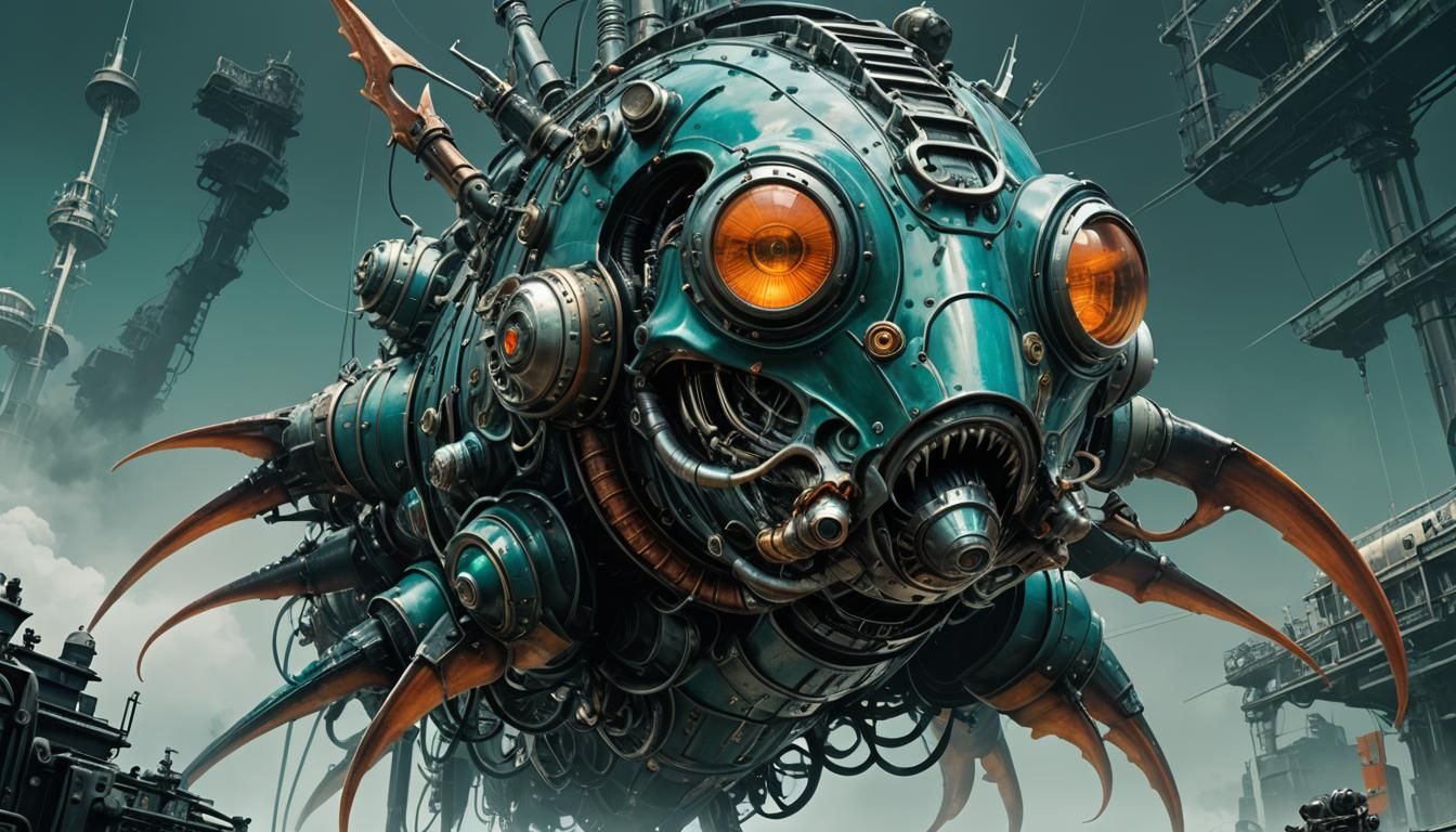 Dieselpunk Monkfish in Teal and Orange