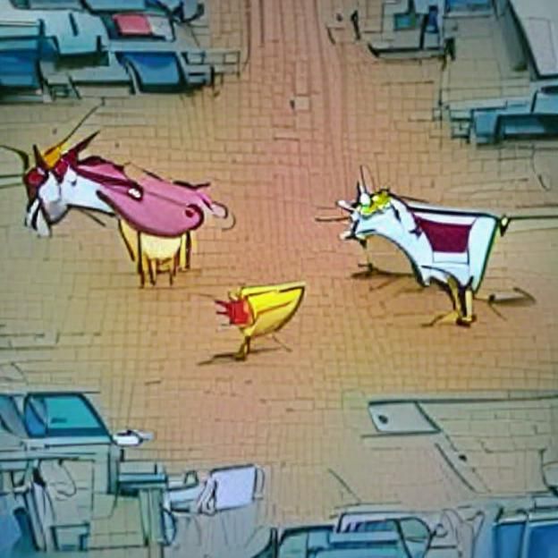 Cow and Chicken Cartoon