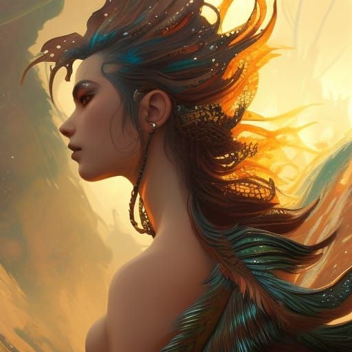 Girl with Phoenix Hair and Dragon Eyes