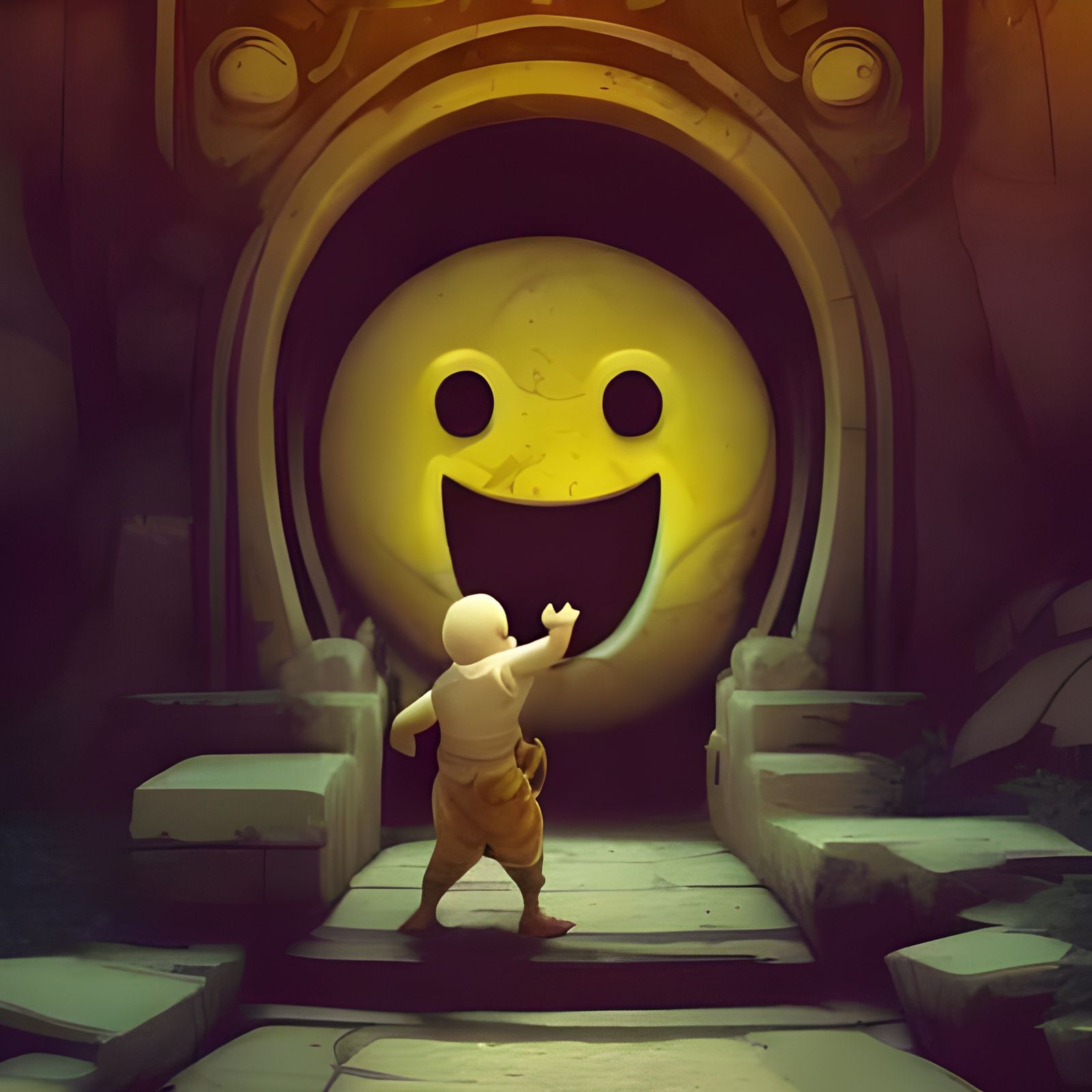 Ancient Emoji God Unearthed: Hyperdetailed Concept Art