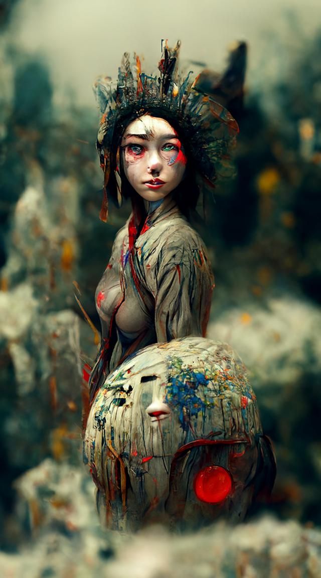 Beautiful Japanese Woman Portrait in Digital Art Style