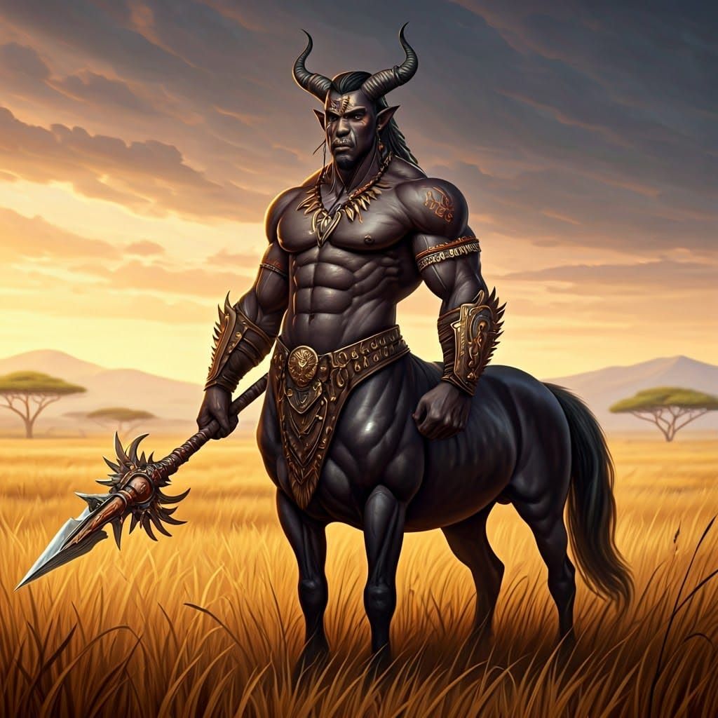 Warrior Centaur in Tactical Gear Stands Ready