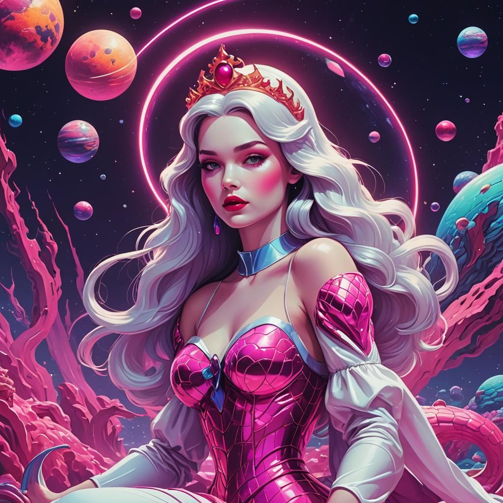 Snow White as Synthwave Space Mermaid