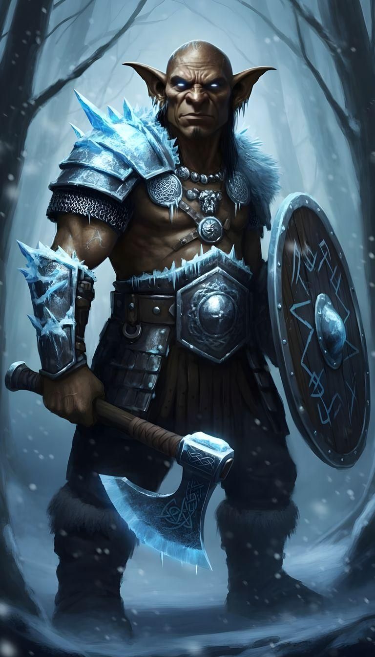 Icy Goblin Berserker in Dark Fantasy Style