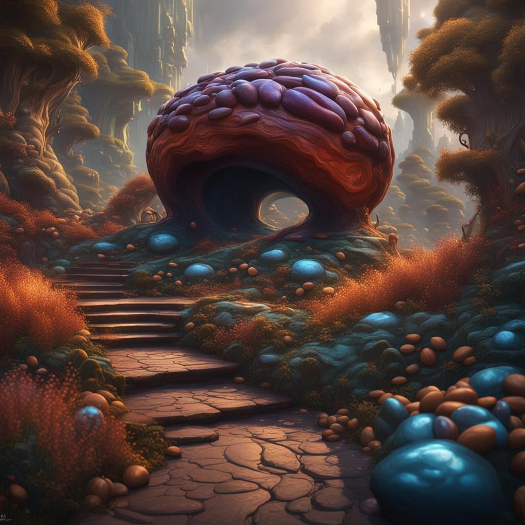Fantastical Dancing Bean in Detailed Matte Painting