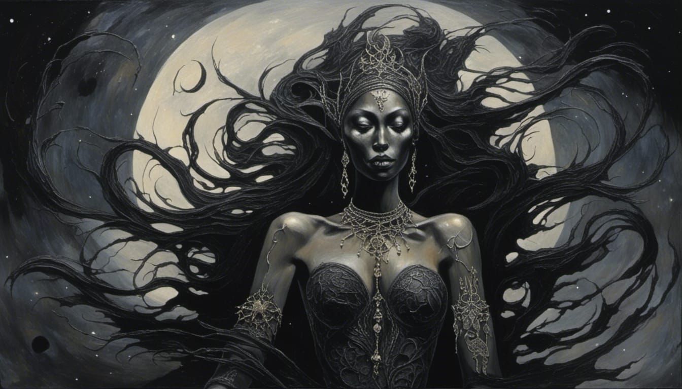 Black Magic Woman in Dark Fantasy Style