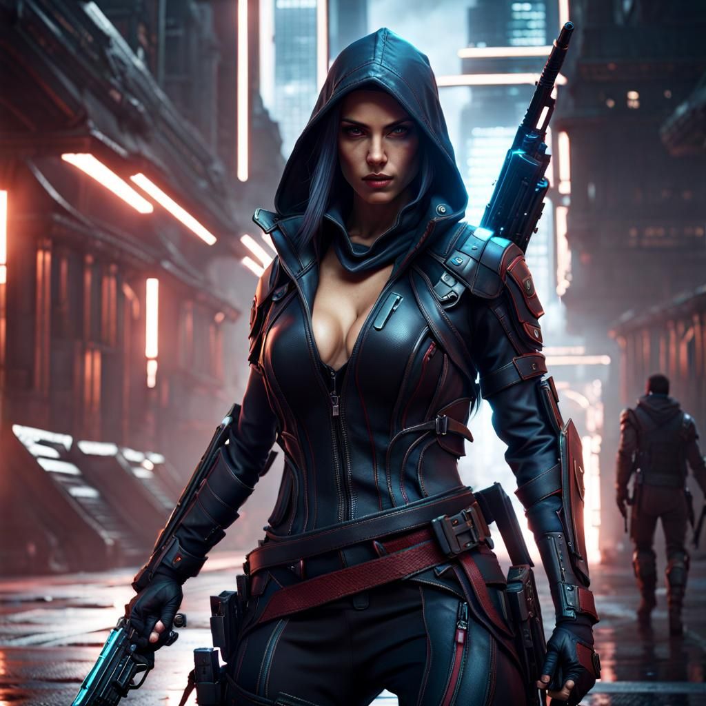 Female Assassin in Cyberpunk Concept Art