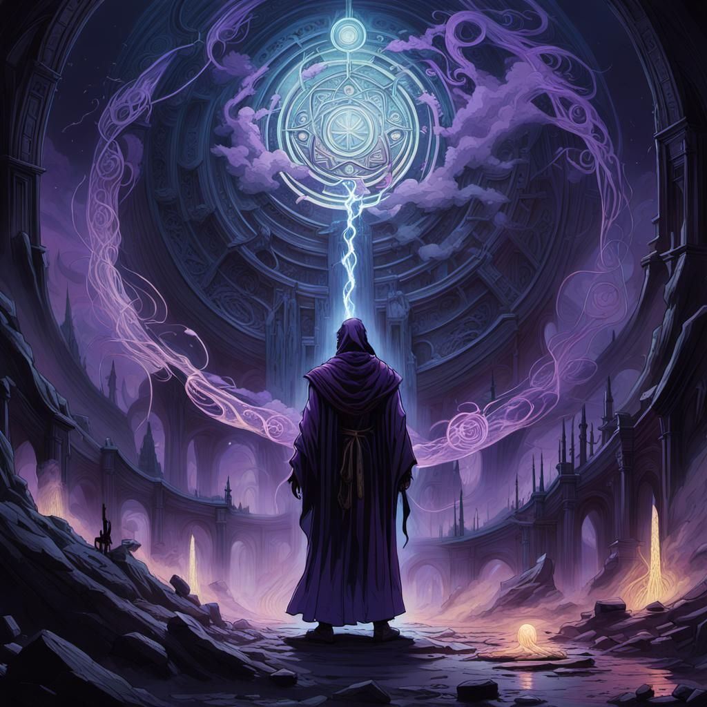 Dark Fantasy: Mystical Figure at Sacred Site