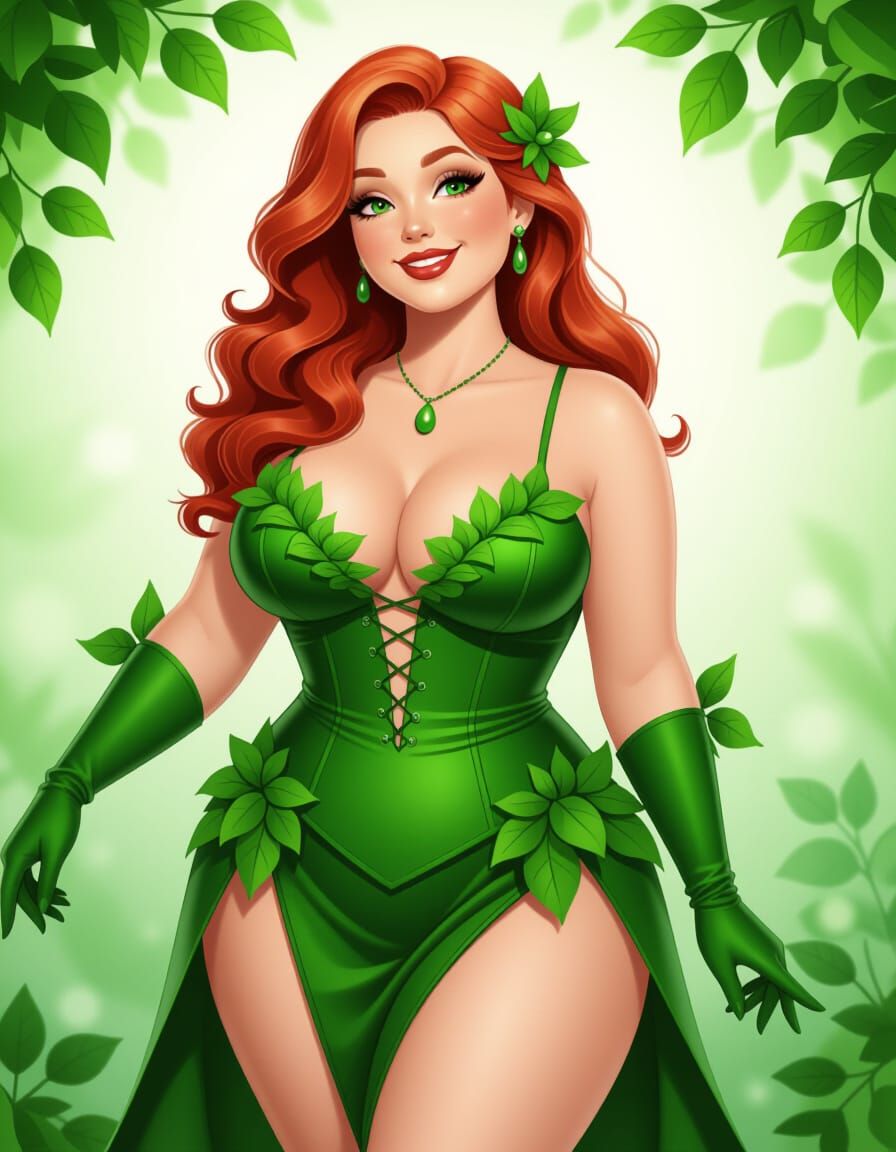 Curvy Lady in Poison Ivy Costume