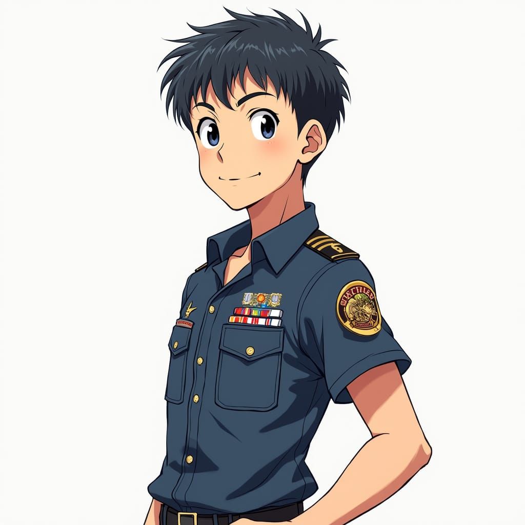 Anime-Style Submarine Officer in Casual Duty Uniform