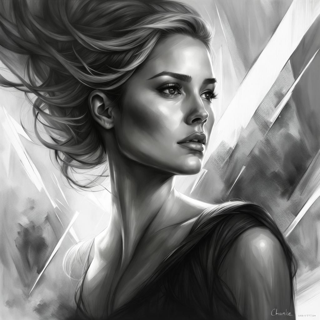 Detailed Double Exposure Drawing in Pencil and Charcoal