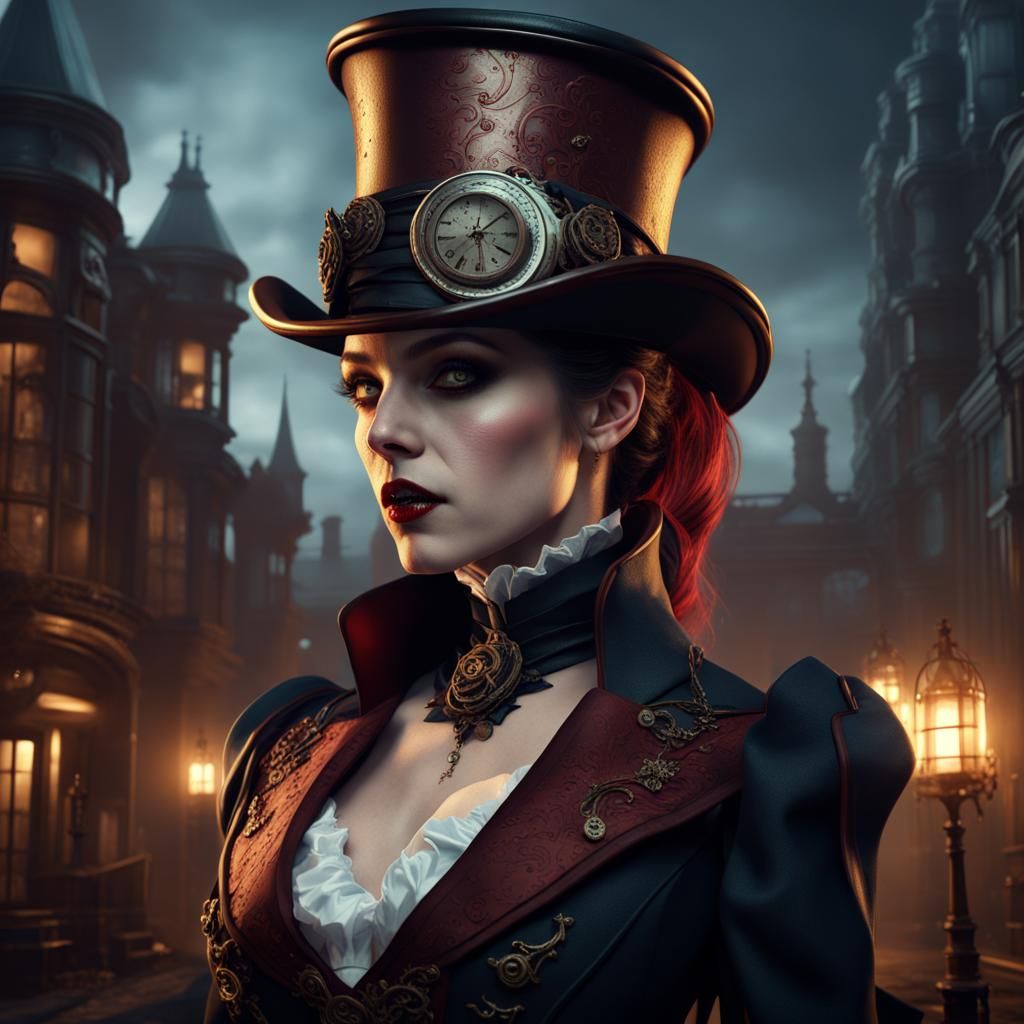 Victorian Steampunk Vampire in Top Hat