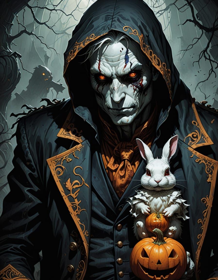 Grim Dark Fantasy Rabbit in Smoldering Splendor