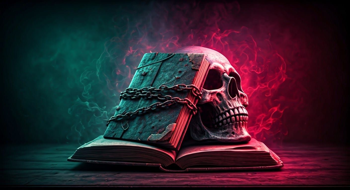 Ominous Book Bound to Skull Radiates Dark Energy