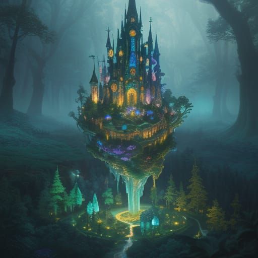 Ethereal Futuristic Metropolis Blooms Within a Teacup