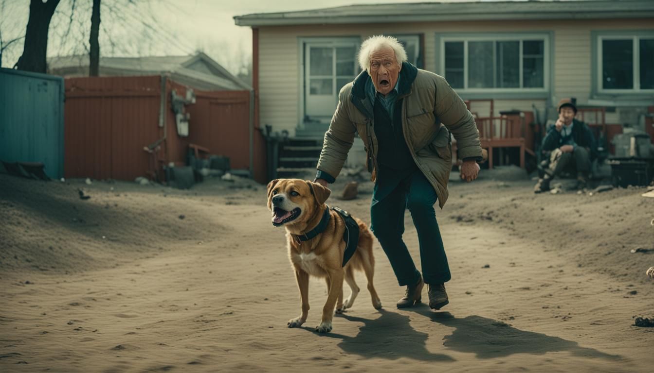 Cartoon Prankster Farts on Dog: Cinematic Still