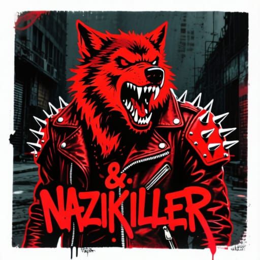 Ferocious Werewolf Stencil Art in Urban Style