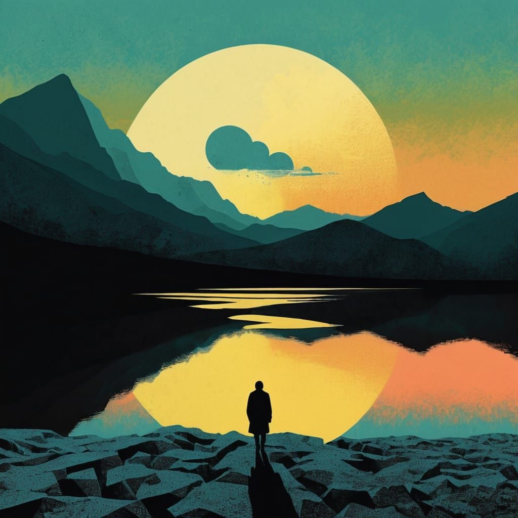 Halftone Art Piece with Fringe Absurdism