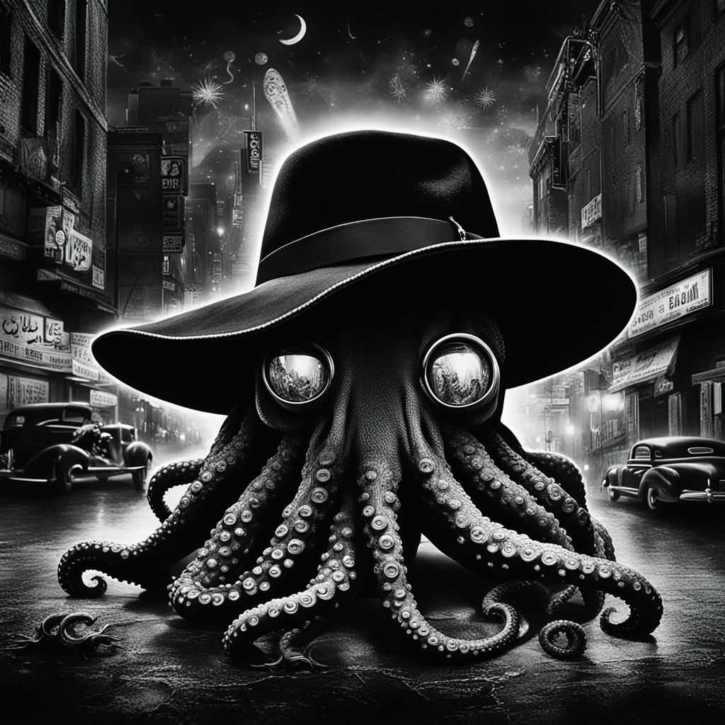 Octopus in Fedora: Film Noir City Scene