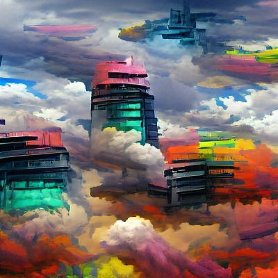 Colorful Skyscrapers Reach for the Clouds