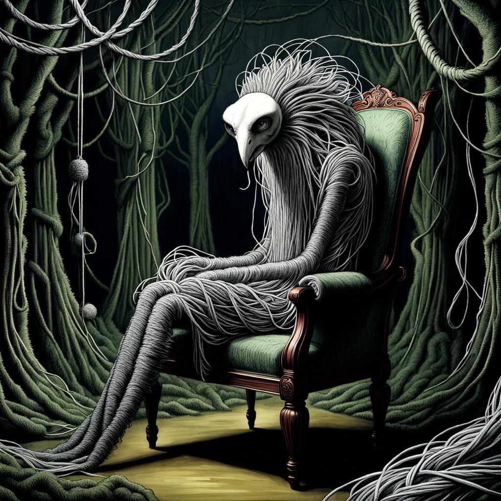 Tangled Creature in Jungle, in Gothic Illustration Style